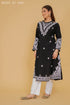 ADA in Cotton Chikankari Long Kurta Black